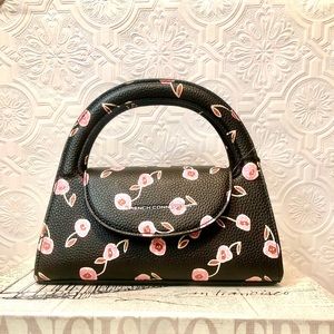 French Connection Dark Floral Cut-Out handles Shoulder Bag
